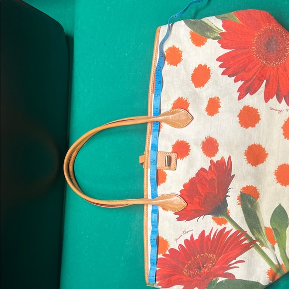 Dooney & Bourke Red Floral Tote with Tan Accents - Picture 13 of 15